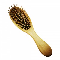 Wholesale anti static lotus wood silicone massage pad oval brush wooden hair comb